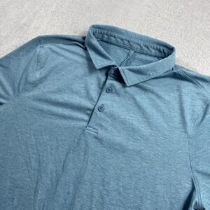 Lululemon Evolution Polo Golf Shirt Mens Medium Blue Performance Short Sleeve